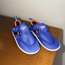 Speedo Hybrid Boys Water Shoes Size L 9/10 Blue Swim Toddler Youth Slip On