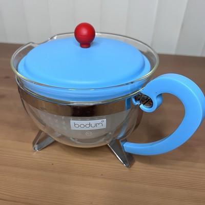BODUM Glass Teapot w/ Infuser CHAMBORD Blue Never Used