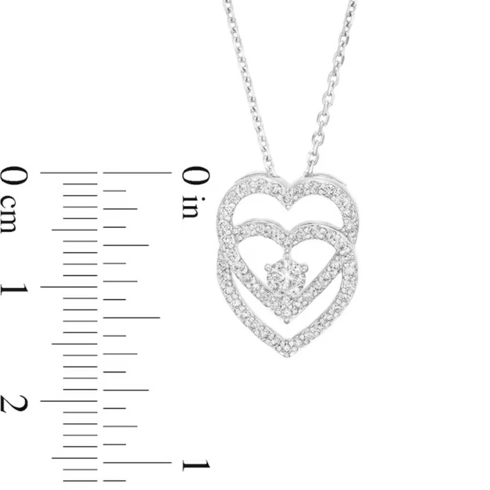 Collar colgante de corazones entrelazados de diamantes de 1/2 quilate de oro blanco de 10 k You Me Us Foto 4 de 4
