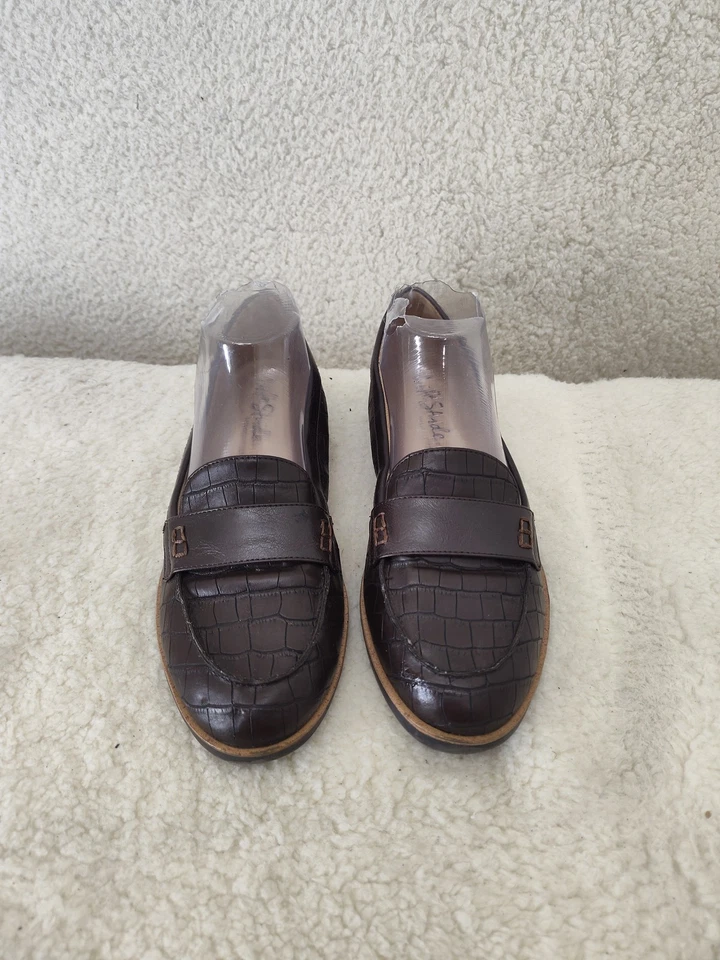 LifeStride Mujer Mocasín 8.5 Cuero Marrón Cocodrilo Repujado Cómodo Zapatos Planos Foto 2 de 4