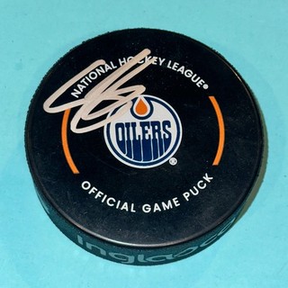 STUART SKINNER Signed Edmonton OILERS Official GAME Puck Beckett (BAS)