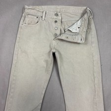 Levis 501 Jeans Mens 30x32 Gray Button Fly Denim Pants Classic Straight Workwear