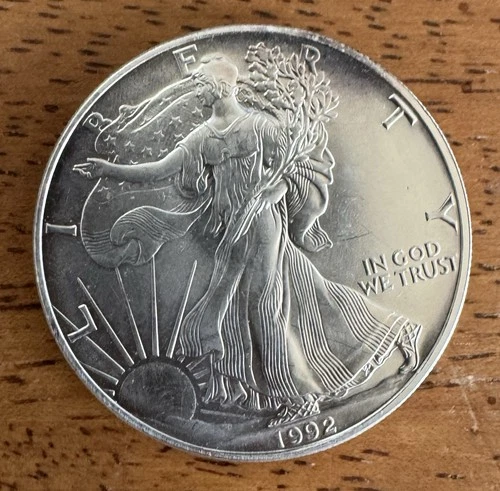 1992 Walking Liberty American Eagle Fine Silver Dollar Coin