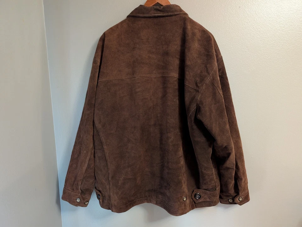 Vintage 90s Le Collezioni Structure Mens XL Leather Brown Suede Bomber Jacket - Image 4 of 4