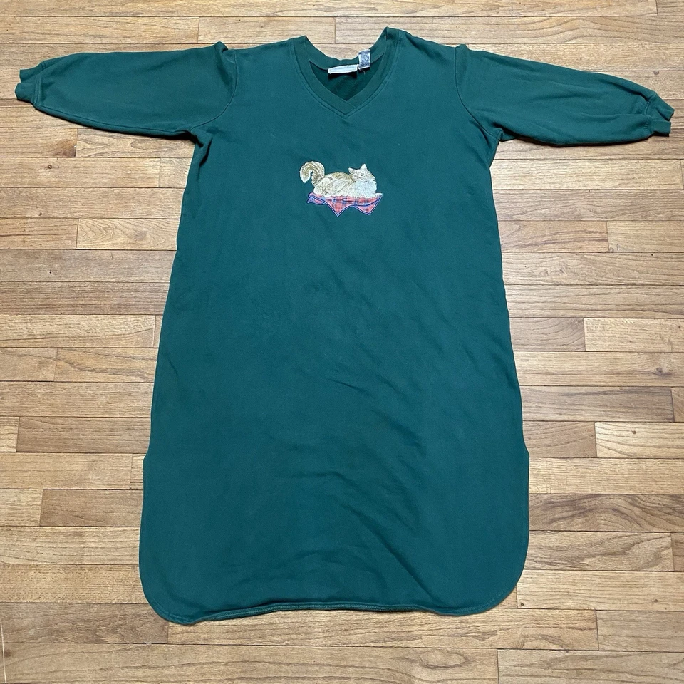 Camisón De Colección Años 90 Mujer Dentro Manga Larga Bordado Gato Mujer’s Mediano Foto 3 de 4