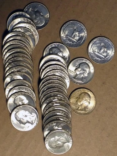Full roll (40 coins) - 1954 S Washington Quarters - Gem BU - 90% Silver