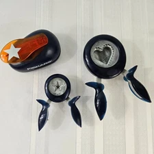 Fiskars Scrapbook Handheld Squeeze Paper Punch Cutters Heart Star Patterns