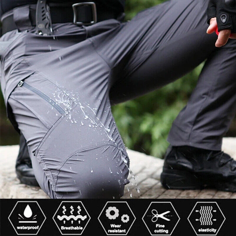 Tactical Mens Cargo Pants Waterproof Work Hiking Combat Outdoor Trousers Pants - Image 3 of 4