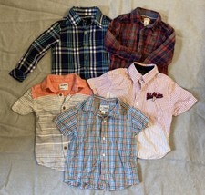 Lot Of 5 Casual Dress shirts In Boys Size 4 Mixed Brands, Excellent Condition 