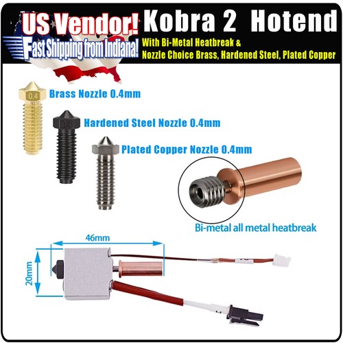 Anycubic Kobra 2 Kobra Hotend Upgrade Kit w/ biMetal Heatbreak & Nozzle Choice - Afbeelding 3 van 20