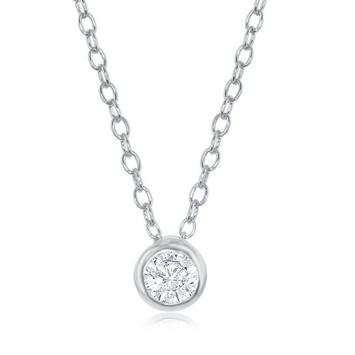Sterling Silver Single Bezel-Set Cubic 