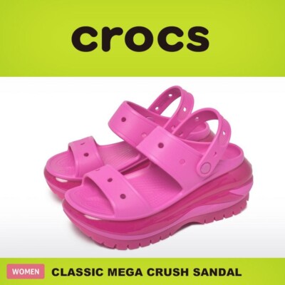 Crocs Classic Mega Crush Women\'s Sandal Thick Soled Pink Size 12 M s-l400.jpg main image 4