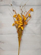 New! Yellow Wildflower Bush Artificial Flower Pick Decor Crafts Wreath Floral
