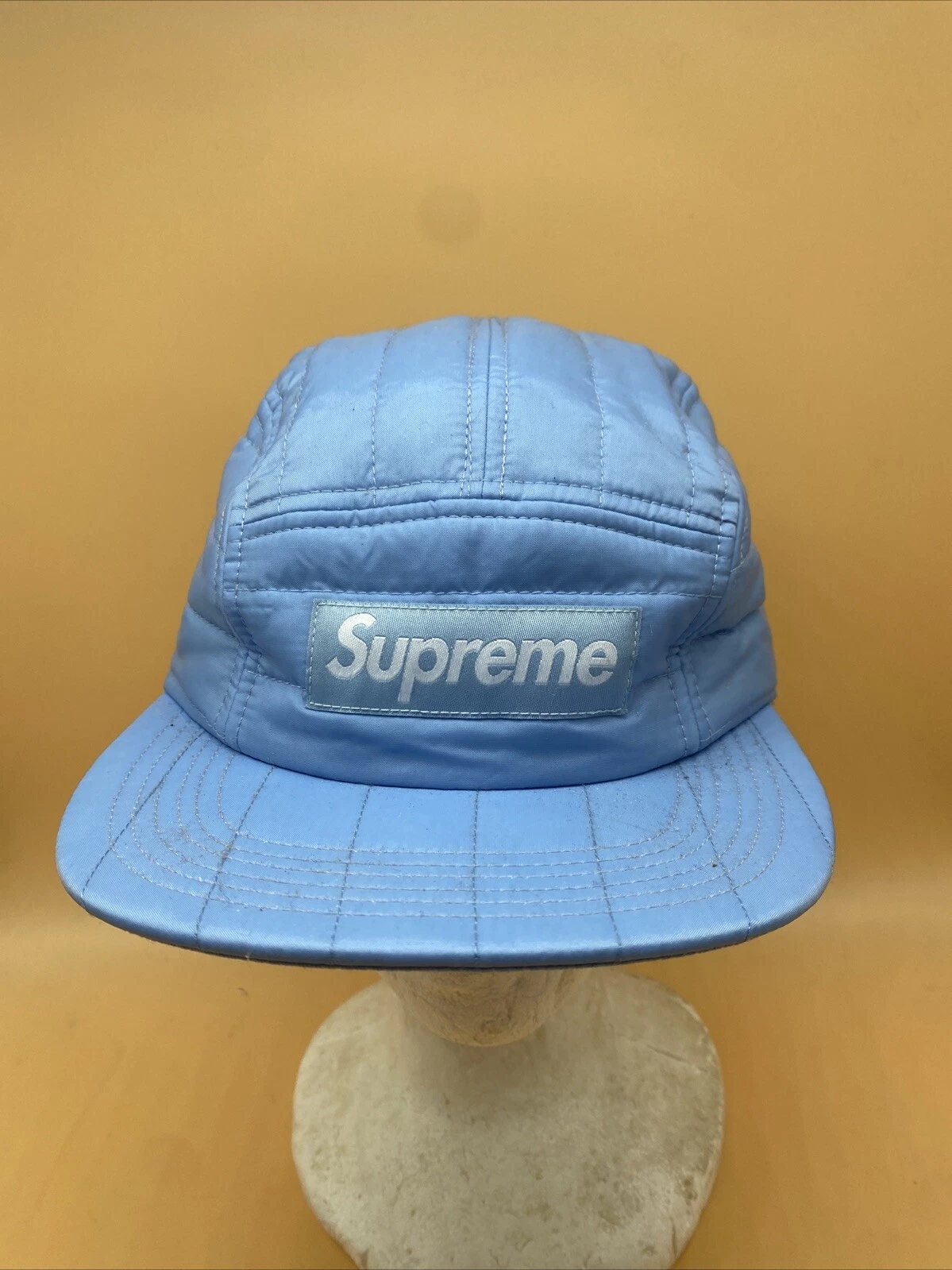 Casquette chapeau de camp Supreme SS15 matelassé Paradise 5 panneaux logo boîte 