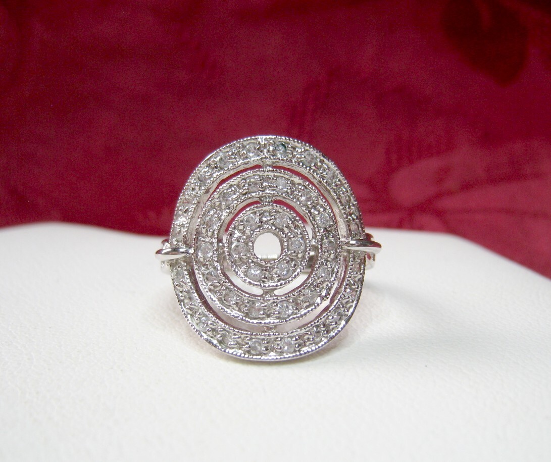 18K GE WHITE GOLD MULTI CIRCLE CUT OUT DISK MODERNIST STONES 18K GE WHITE GOLD MULTI CIRCLE CUT OUT DISK MODERNIST STONES