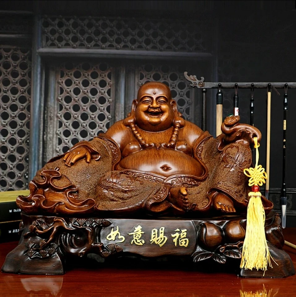 Feng Shui chino oro de la suerte feliz Buda estatua riqueza hogar/oficina decoración regalo Foto 3 de 4