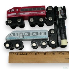 Maison Joseph Battat Magnetic Wooden Train Variety Lot of 3 Engine Passenger Car