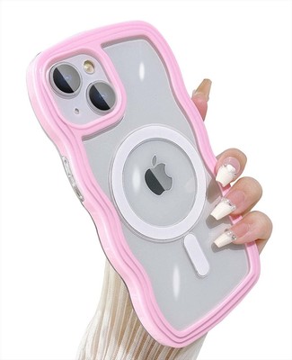 Compatible for 15 Plus Case Wave Phone Case Cute Water Ripple Candy Colors Frame