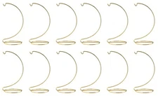 8 Inch Tall Bright Gold Ornament Display Stand Wire Hanger Holders, Pack of 12