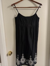 NWT Ann Taylor Loft 6p Petites Black Dress Sundress Embroidery Retail $99