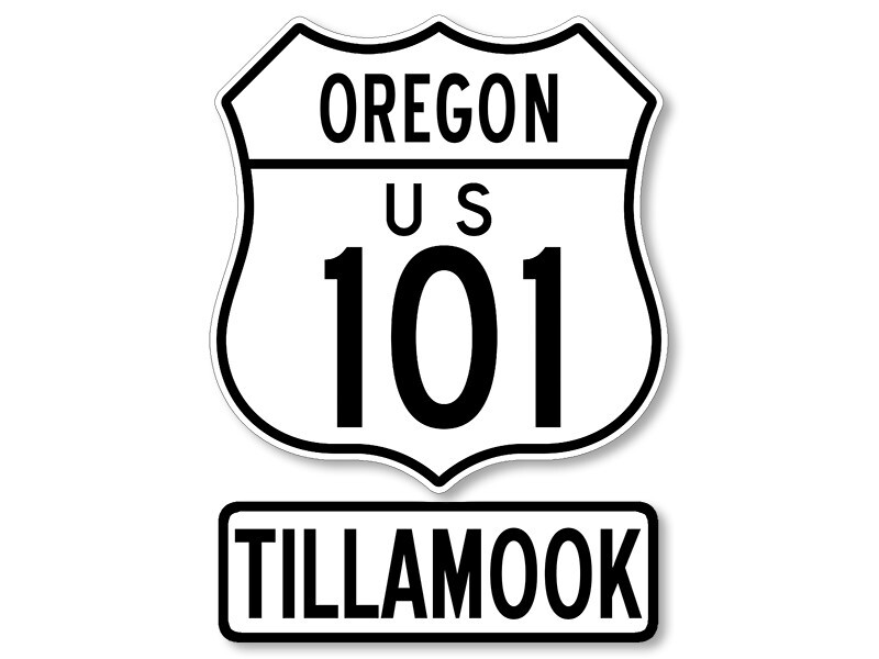 3x4 inch Oregon US 101 and TILLAMOOK Sticker (OR RV  Travel Drive Highway Road)