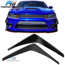 Fits 15-23 Dodge Charger SRT IKON Style Gloss Black Front Bumper Canards 2Pcs PP
