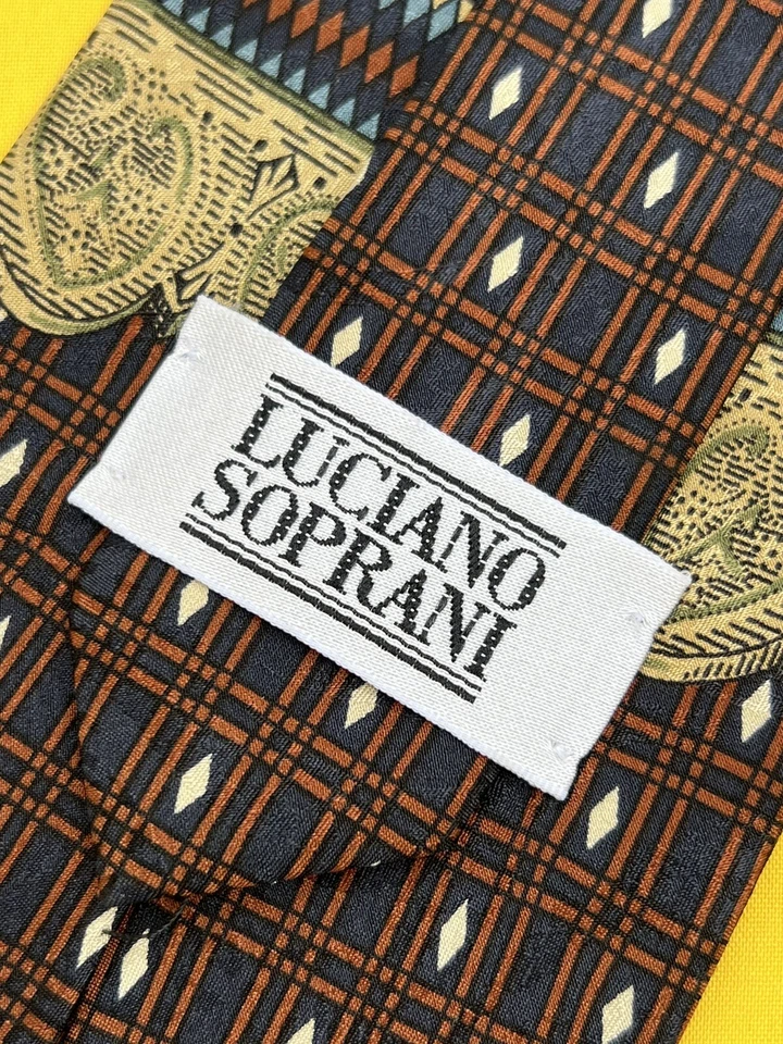 Auténtica corbata de seda multicolor diseño visual abstracto LUCIANO SOPRANI Foto 3 de 4