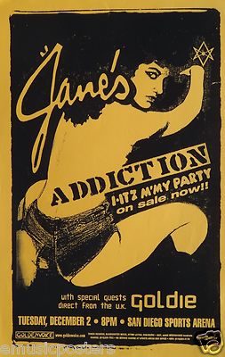 JANE'S ADDICTION / GOLDIE 1997 SAN DIEGO CONCERT TOUR POSTER