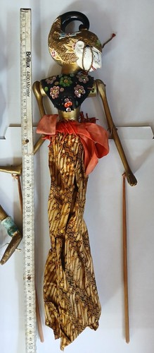 Vintage Indonesien Wayang Golek Stabpuppen - 3 Stück - Vater Mutter Tochter 65cm - Bild 3 von 11