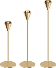 Spotmart, Gold Candle Holders Set of 3, Diamond Head Candle Holder. 
