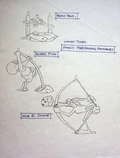LOONEY TUNES Olympic Stackables 1996 Sonrics Concept Hand Drawn Toy Concept Art