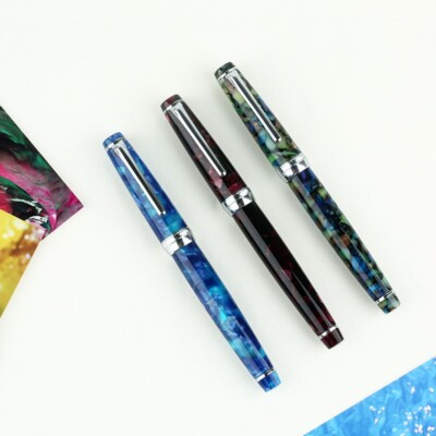 Smooth NEW MOON Acrylic Fountain Pen Extra Fine Nib Writing  Chic #J