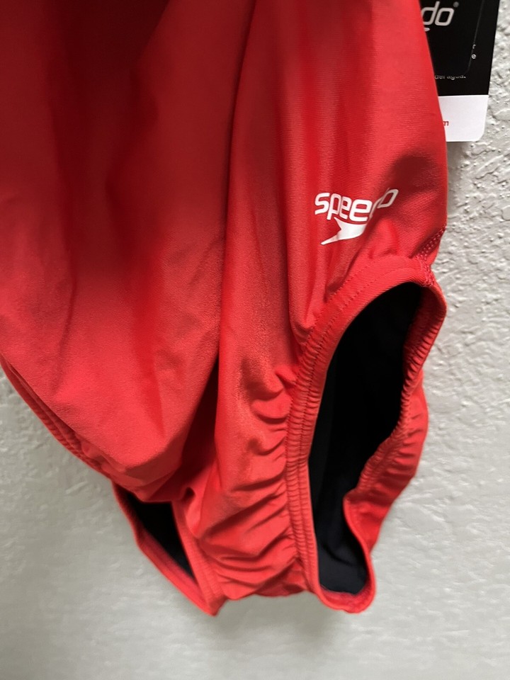 Speedo Women Red Swimsuit One Piece Prolt Super Pro Solid Adult Sz 12 /