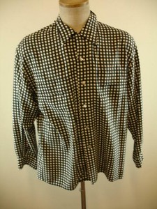 Mens-M-Neiman-Marcus-Shirt-100-Silk-Loop-Collar-1950-039-s-Style-Black-White-Plaid