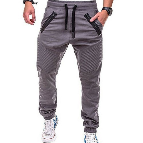 Male Casual Fit Trousers Joggers Fitted Cuffed Elastic Waist Long Pants Bottoms↑ - Picture 6 of 16