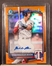 Malcolm Moore 2025 Bowman Chrome 1st Orange Refractor RC AUTO 08/25