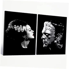 Frankenstein Couple Wall Art Canvas 11 x 14 Inch Set of 2 Decor for Home Room 