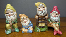 Vintage Garden Gnomes 1980s Ceramic Dwarfs Sh...