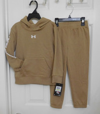 NWT 2pc Under Armour Camel Beige Hooded Sweatshirt Joggers sz 4t