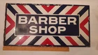Double sided porcelain sign advertising barber shop shave haircut vintage