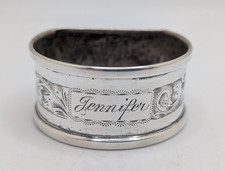 Vintage English Sterling Silver Napkin Ring "Jennifer" name engraving dated 1961