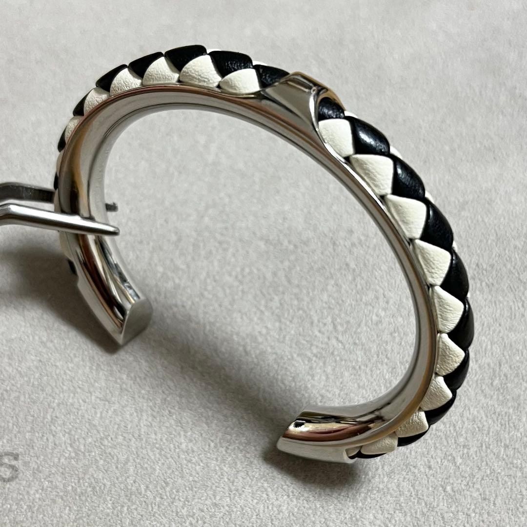 Hermes Kyoto Tresse Bangle Black White Pre owned 4.9 in Wrist Size thumbnail 4