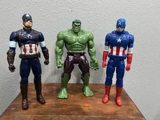 Lot of 3 Marvel & DC Figures 12" Hulk, Captain America, Talking Captain America