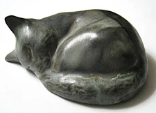 Vtg Signed AD ANDERSEN DESIGNS STUDIO Ceramic Pottery SLEEPING BLACK CAT