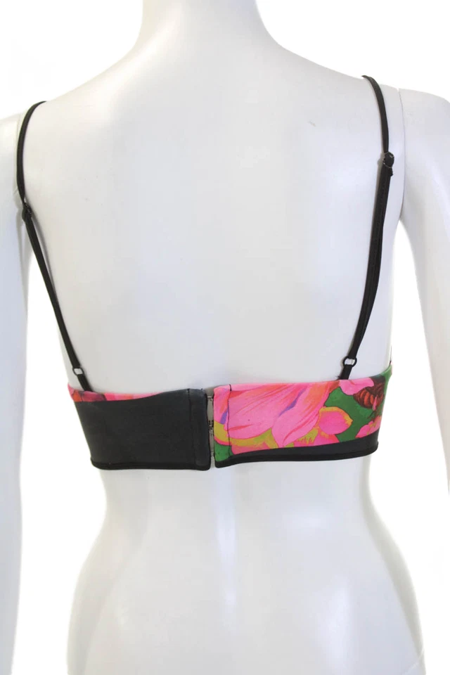 Top de bikini Clover Canyon para mujer estampado floral cuello en V rosa talla M Foto 2 de 4