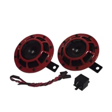 Red Super Tone Dual Car Horn 12V 118dB Loud Set of 2 ELL70-0074_7