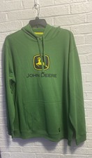John Deere Hoodie Mens 2XL Green Logo Pullover Fleece Workwear Tractor Farm