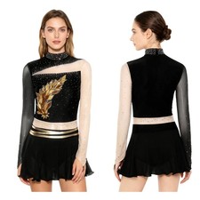 Womens Costume Shiny Dress Performance Dancewear Rhinestone Leotard Rhinestones