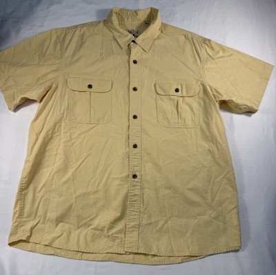 Redhead Mens Casual Button Up Shirt Short Sleeve Summer Size 2XL Yellow Pockets