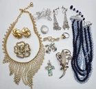 Vintage Jewelry Lot Costume 925 Rhinestone Fun Mix Lot